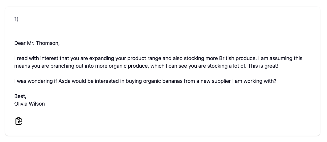 Customer profile user interface